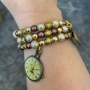Steampunk clock wrap bracelet